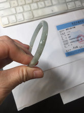 Load image into Gallery viewer, 50mm Certified Type A 100% Natural icy watery light green gray slim Jadeite Jade bangle PJ52-2046