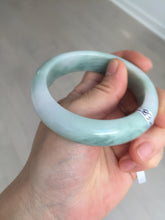 Load image into Gallery viewer, 56.3mm certified 100% natural type A light green white chubby jadeite jade bangle BQ62-6872