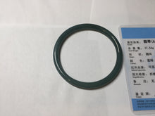 Load image into Gallery viewer, 59.3mm Certified Type A 100% Natural dark green/blue/gray Guatemala slim round cut Jadeite bangle BP192-2456