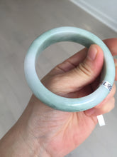 Load image into Gallery viewer, 56.3mm certified 100% natural type A light green white chubby jadeite jade bangle BQ62-6872