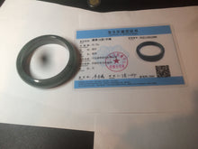 Load image into Gallery viewer, 57.5mm certified type A 100% Natural icy watery dark green/black Jadeite jade bangle AM71-1090