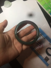 Load image into Gallery viewer, 57.5mm certified type A 100% Natural icy watery dark green/black Jadeite jade bangle AM71-1090