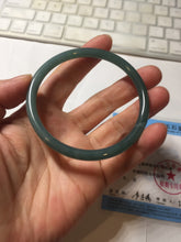 Load image into Gallery viewer, 59.3mm Certified Type A 100% Natural dark green/blue/gray Guatemala slim round cut Jadeite bangle BP192-2456