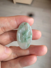Load image into Gallery viewer, 100% Natural type A light green safe and sound pendant with the carved hieroglyph of "Buddha" jadeite Jade pendant group B99