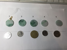 Load image into Gallery viewer, 22-23.5mm Type A 100% Natural sunny green light green purple with green floating flowers Jadeite Jade Safety Guardian round Pendant group BS143