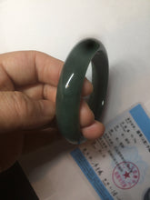 Load image into Gallery viewer, 57.5mm certified type A 100% Natural icy watery dark green/black Jadeite jade bangle AM71-1090