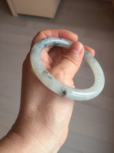 Load image into Gallery viewer, 54.7mm certified Type A 100% Natural icy watery light green with green floating flowers round cut Jadeite Jade bangle BK136-7343