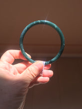 Load image into Gallery viewer, 61.5mm Certified Type A 100% Natura dark blue/green/gray/black Guatemala slim round cut Jadeite bangle AZ152-2047