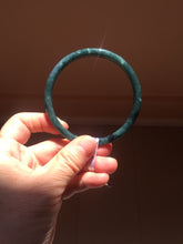 Load image into Gallery viewer, 61.5mm Certified Type A 100% Natura dark blue/green/gray/black Guatemala slim round cut Jadeite bangle AZ152-2047