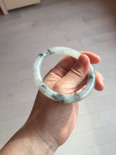 Load image into Gallery viewer, 54.7mm certified Type A 100% Natural icy watery light green with green floating flowers round cut Jadeite Jade bangle BK136-7343