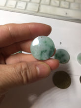 Load image into Gallery viewer, 22-23.5mm Type A 100% Natural sunny green light green purple with green floating flowers Jadeite Jade Safety Guardian round Pendant group BS143
