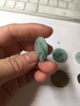 Load image into Gallery viewer, 22-23.5mm Type A 100% Natural sunny green light green purple with green floating flowers Jadeite Jade Safety Guardian round Pendant group BS143