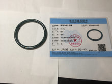 Load image into Gallery viewer, 56.5mm Certified Type A 100% Natural dark green/blue/gray Guatemala slim round cut Jadeite bangle BP193-2452