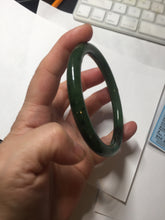 Load image into Gallery viewer, 62mm certified 100% Natural dark green/black round cut nephrite (碧玉) bangle HN20-9149