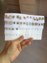 Load image into Gallery viewer, 100% Natural type A icy watery green white stud jadeite Jade beads earring group PC3