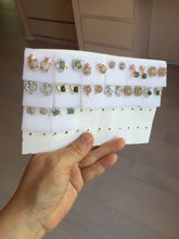 Load image into Gallery viewer, 100% Natural type A icy watery green white stud jadeite Jade beads earring group PC3