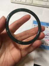Load image into Gallery viewer, 56.5mm Certified Type A 100% Natural dark green/blue/gray Guatemala slim round cut Jadeite bangle BP193-2452