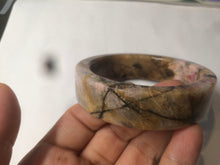 Load image into Gallery viewer, 54.9mm 100% natural pink/black time series(时光系列) rose stone (Rhodonite)square bangle XY83