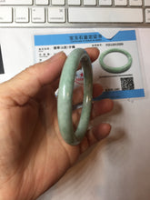 Load image into Gallery viewer, 58.5mm certified Type A 100% Natural light green round cut Jadeite Jade bangle PB264-3255
