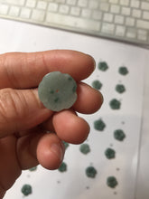 Load image into Gallery viewer, 100% Natural type A green gray with green floating flowers jadeite Forget-Me-Not(勿忘我) Flower Pendant group PA251