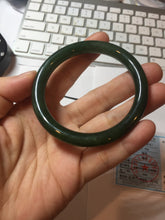 Load image into Gallery viewer, 53.1mm certified 100% Natural dark green/black nephrite (碧玉) bangle HN147-0518