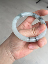 Load image into Gallery viewer, 54.7mm certified Type A 100% Natural icy watery light green with green floating flowers round cut Jadeite Jade bangle BK136-7343