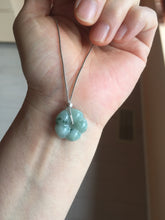 Load image into Gallery viewer, 100% Natural type A green gray with green floating flowers jadeite Forget-Me-Not(勿忘我) Flower Pendant group PA251