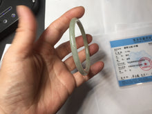 Load image into Gallery viewer, 56mm certified Type A 100% Natural light green brown gray slim round cut Jadeite Jade bangle PH206-6184