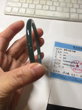 Load image into Gallery viewer, 59.5mm Certified Type A 100% Natural dark green/blue/gray Guatemala slim round cut Jadeite bangle BP194-2462