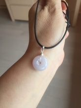 Load image into Gallery viewer, 11.9-19.7mm Type A 100% Natural light purple white gary Jadeite Jade Safety Guardian Button donuts Pendant group AA69