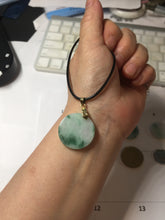 Load image into Gallery viewer, 22-23.5mm Type A 100% Natural sunny green light green purple with green floating flowers Jadeite Jade Safety Guardian round Pendant group BS143