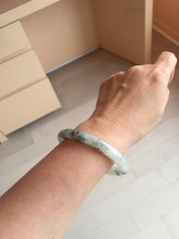 Load image into Gallery viewer, 54.7mm certified Type A 100% Natural icy watery light green with green floating flowers round cut Jadeite Jade bangle BK136-7343