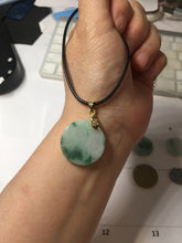 Load image into Gallery viewer, 22-23.5mm Type A 100% Natural sunny green light green purple with green floating flowers Jadeite Jade Safety Guardian round Pendant group BS143