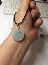 Load image into Gallery viewer, 22-23.5mm Type A 100% Natural sunny green light green purple with green floating flowers Jadeite Jade Safety Guardian round Pendant group BS143