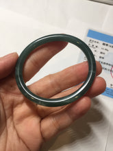 Load image into Gallery viewer, 50.5mm Certified Type A 100% Natural dark green/blue/gray Guatemala slim round cut oval Jadeite bangle BP195-2469