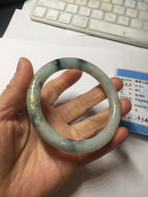 Load image into Gallery viewer, 58mm certified 100% natural type A green with green floating flowers carved flowers golden-painted round cut jadeite bangle PH149-5865
