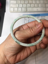 Load image into Gallery viewer, 56.5mm certified Type A 100% Natural sunny green white brown with green floating flowers slim round cut Jadeite Jade bangle PH207-6197
