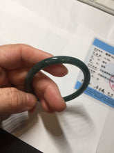 Load image into Gallery viewer, 50.5mm Certified Type A 100% Natural dark green/blue/gray Guatemala slim round cut oval Jadeite bangle BP195-2469