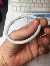 Load image into Gallery viewer, 56.5mm certified Type A 100% Natural sunny green white brown with green floating flowers slim round cut Jadeite Jade bangle PH207-6197