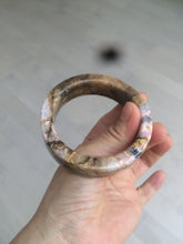 Load image into Gallery viewer, 54.9mm 100% natural pink/black time series(时光系列) rose stone (Rhodonite)square bangle XY83
