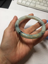 Load image into Gallery viewer, 58mm certified 100% natural type A green with green floating flowers carved flowers golden-painted round cut jadeite bangle PH149-5865