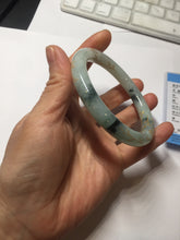 Load image into Gallery viewer, 58mm certified 100% natural type A green with green floating flowers carved flowers golden-painted round cut jadeite bangle PH149-5865