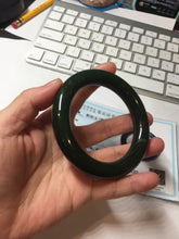 Load image into Gallery viewer, 57.4mm certified 100% Natural dark green/black(碧玉) chubby round cut nephrite bangle HN188-0123