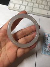 Load image into Gallery viewer, 52.8mm Certified 100% Natural light smoky lavender/soft pink gray(烟紫) nephrite jade bangle HN140-3592