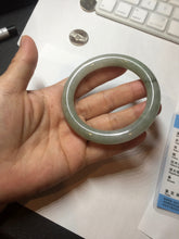 Load image into Gallery viewer, 55mm certified 100% natural Type A light green gray chubby round cut jadeite jade bangle PC100-9131