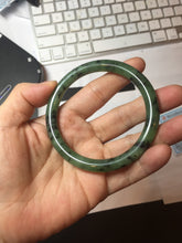 Load image into Gallery viewer, 58.1mm Certified 100% Natural Fresh Young Green/Dark Green/Black Green Ink Painting (绿水墨) Round Cut Nephrite (Wulanhai 乌兰海碧玉) Bangle HN148-7343