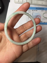 Load image into Gallery viewer, 56.5mm certified Type A 100% Natural sunny green white brown with green floating flowers slim round cut Jadeite Jade bangle PH207-6197