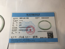 Load image into Gallery viewer, 56.5mm certified Type A 100% Natural sunny green white brown with green floating flowers slim round cut Jadeite Jade bangle PH207-6197