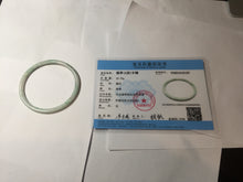 Load image into Gallery viewer, 56.5mm certified Type A 100% Natural sunny green white brown with green floating flowers slim round cut Jadeite Jade bangle PH207-6197