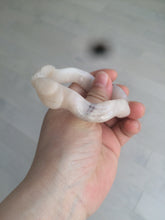 Load image into Gallery viewer, 56mm 100% natural light Pink/black Quartzite (Shetaicui jade) 3D carved Bow knot and wave bangle XY66